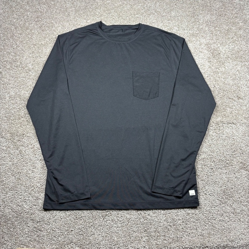 Vuori Mens Tradewind Performance Long Sleeve Tee Black V177 XL Pocket Shirt